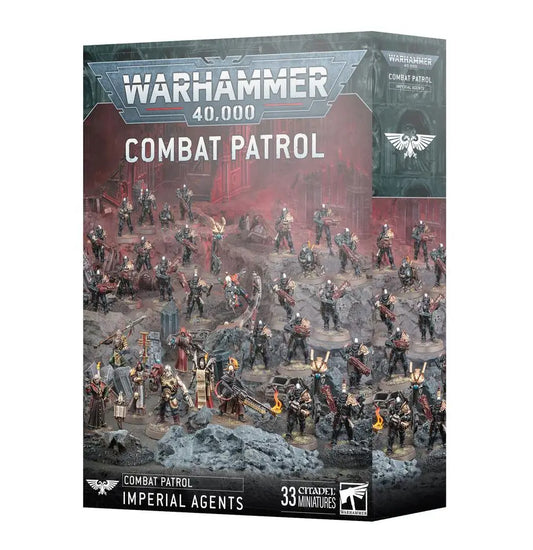 Warhammer 40k Combat Patrol Imperial Agents boxed miniatures on Citadel 32mm round bases