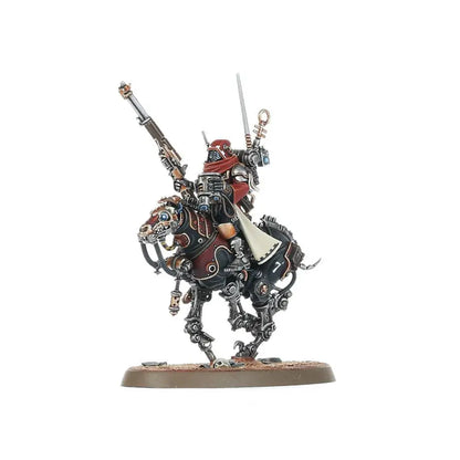 Mechanical horse-like construct with red-armored rider from Adeptus Mechanicus Serberys Raiders