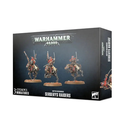 Warhammer Adeptus Mechanicus Serberys Raiders box set featuring 3 mechanical cavalry models