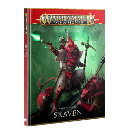 Warhammer Age of Sigmar Chaos Battletome Skaven cover with rat warriors in red armor