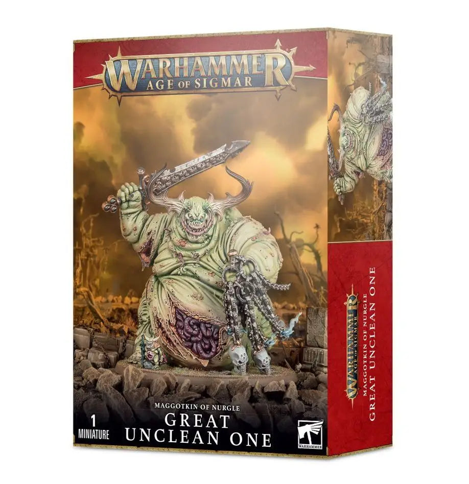 Grotesque Great Unclean One from Warhammer Age of Sigmar wielding a rusted sword