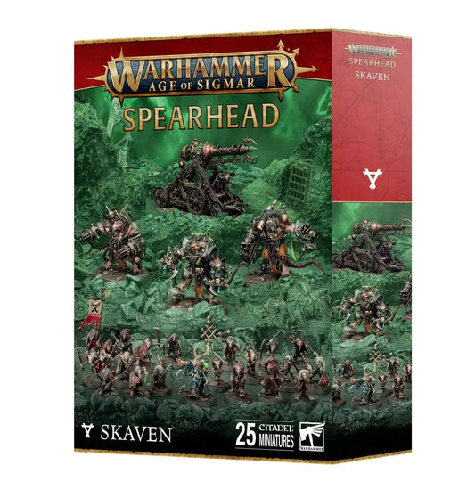 Warhammer Age of Sigmar Skaven Spearhead box with 25 miniatures and Warp Lightning Cannon