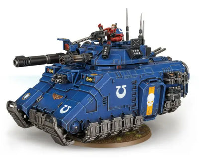 Blue armored Repulsor Executioner tank featuring Ironhail Heavy Stubber and insignias