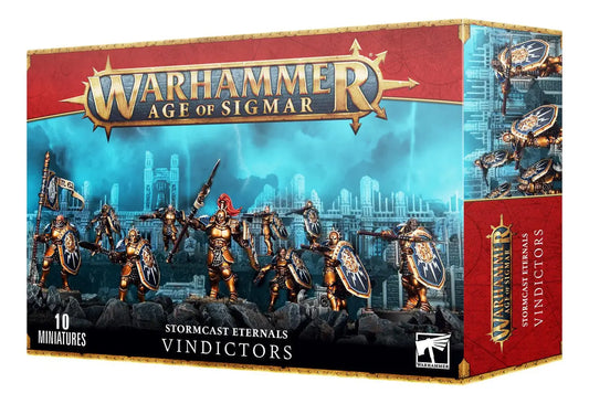 Warhammer: Stormcast Eternals Vindictors box with epic miniatures for trading card gamers