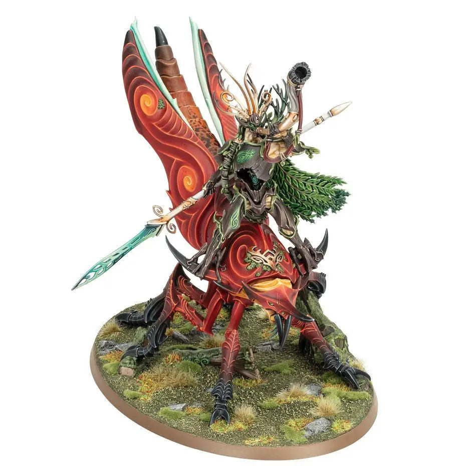 Fantastical insect-like creature with colorful wings from Warhammer Sylvaneth Belthanos First Thorn of Kurnoth