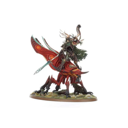 Fantastical dragon-insect hybrid with red wings in Warhammer Sylvaneth BELTHANOS First Thorn of Kurnoth