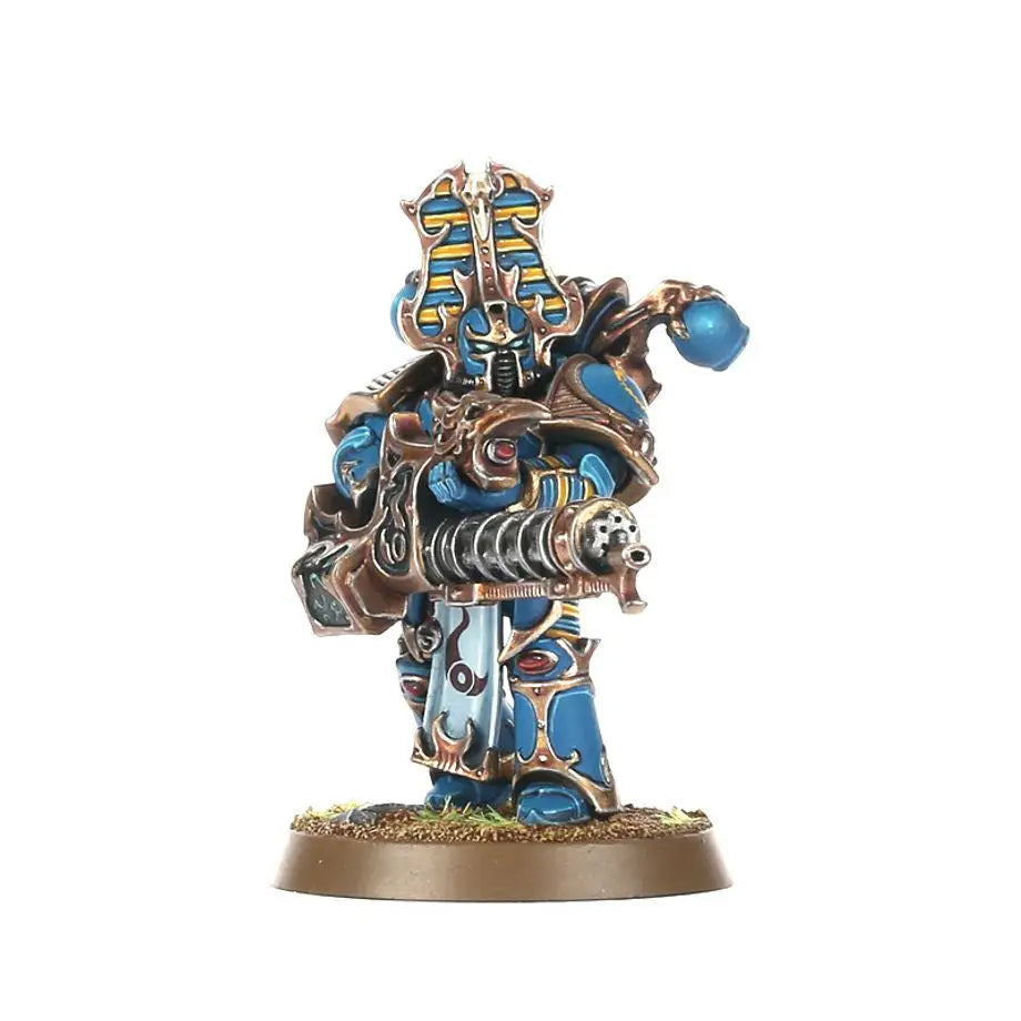 Blue and gold Warhammer 40k Rubric Marines miniature for collectors and gamers