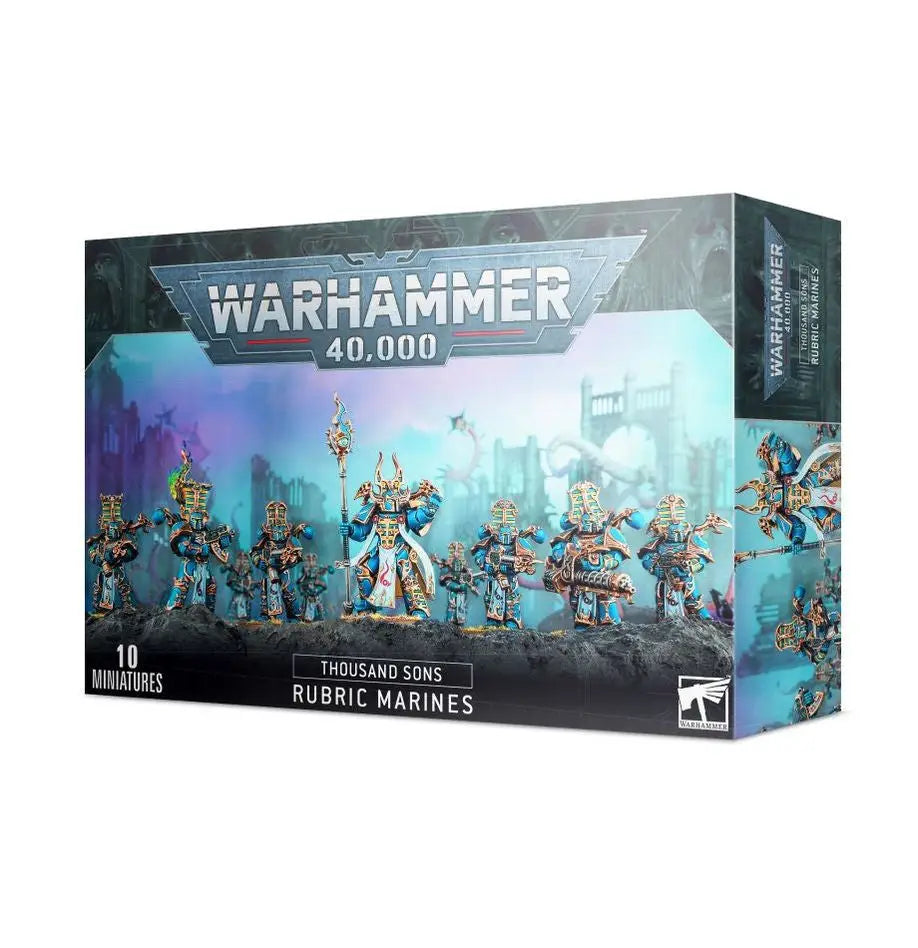 Warhammer 40,000 Thousand Sons Rubric Marines miniatures box for tabletop gaming