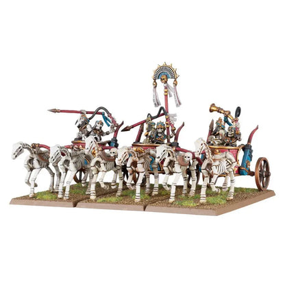 Ornate Skeleton Chariot featuring Tomb Kings with skeletal horses and elaborately dressed figures