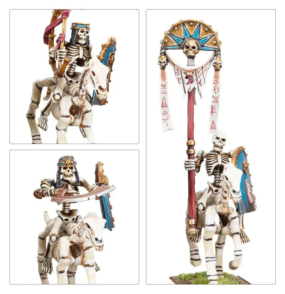 Colorful Skeleton Horsemen in Aztec costumes, part of Tomb Kings of Khemri