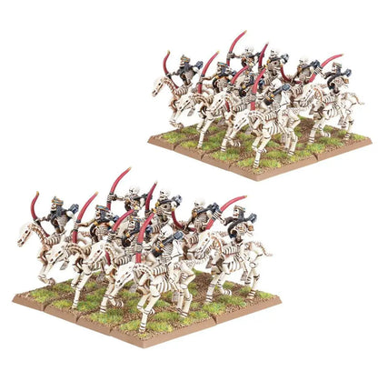 Miniature Skeleton Horsemen wielding curved swords from Warhammer Tomb Kings of Khemri