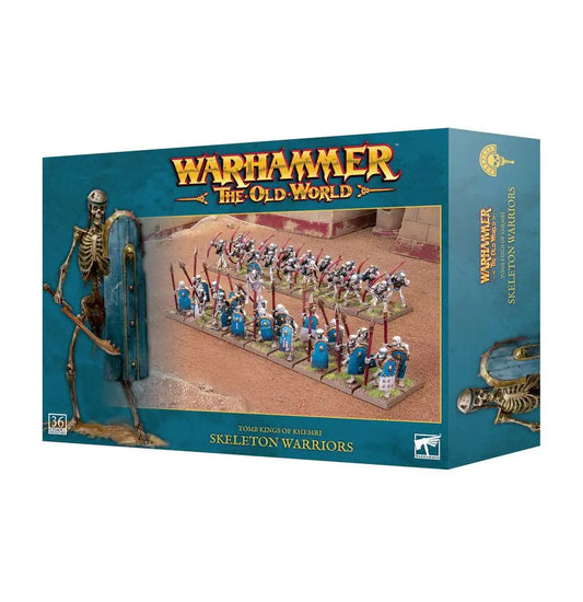 Warhammer: Tomb Kings of Khemri game box with Skeleton Warriors miniatures displayed