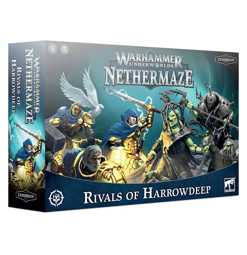 Warhammer Underworlds: Nethermaze box showcasing fantasy characters and 32x trading cards