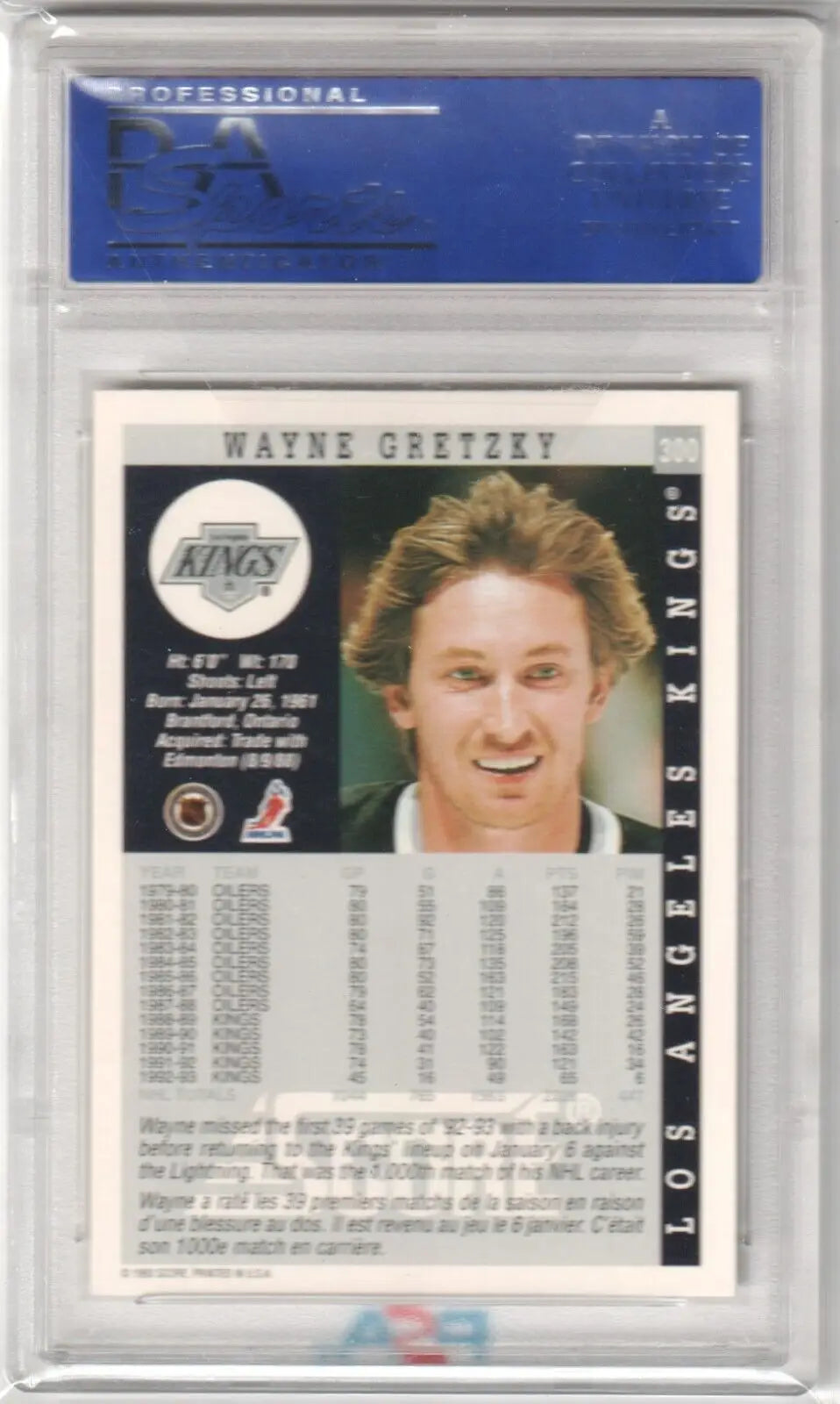 Hockey trading card in protective case for WAYNE GRETZKY 1993-94 Score #300 PSA 10 GEM MINT