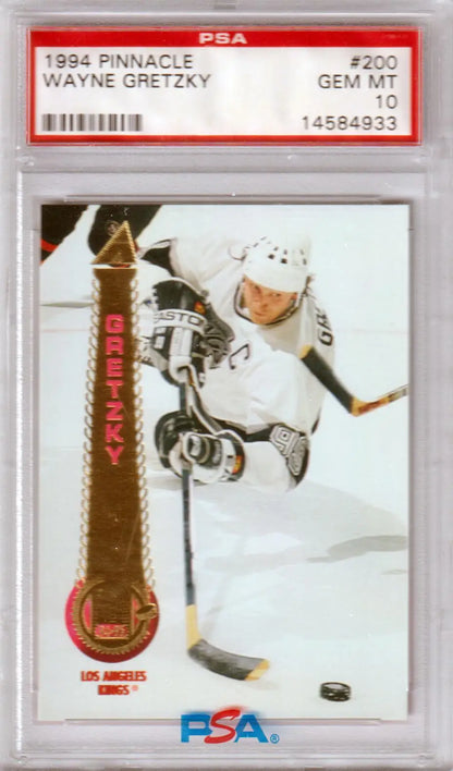 PSA 10 Wayne Gretzky 1994 Pinnacle trading card in white uniform from Columbia Hobby