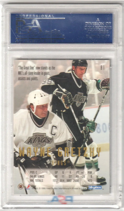 Hockey trading card of Wayne Gretzky in protective case, Columbia Hobby exclusive