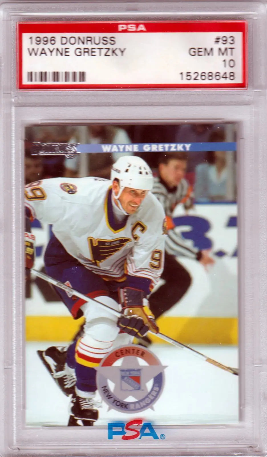 PSA-graded 1995 Donruss Wayne Gretzky trading card for St. Louis Blues at Columbia Hobby