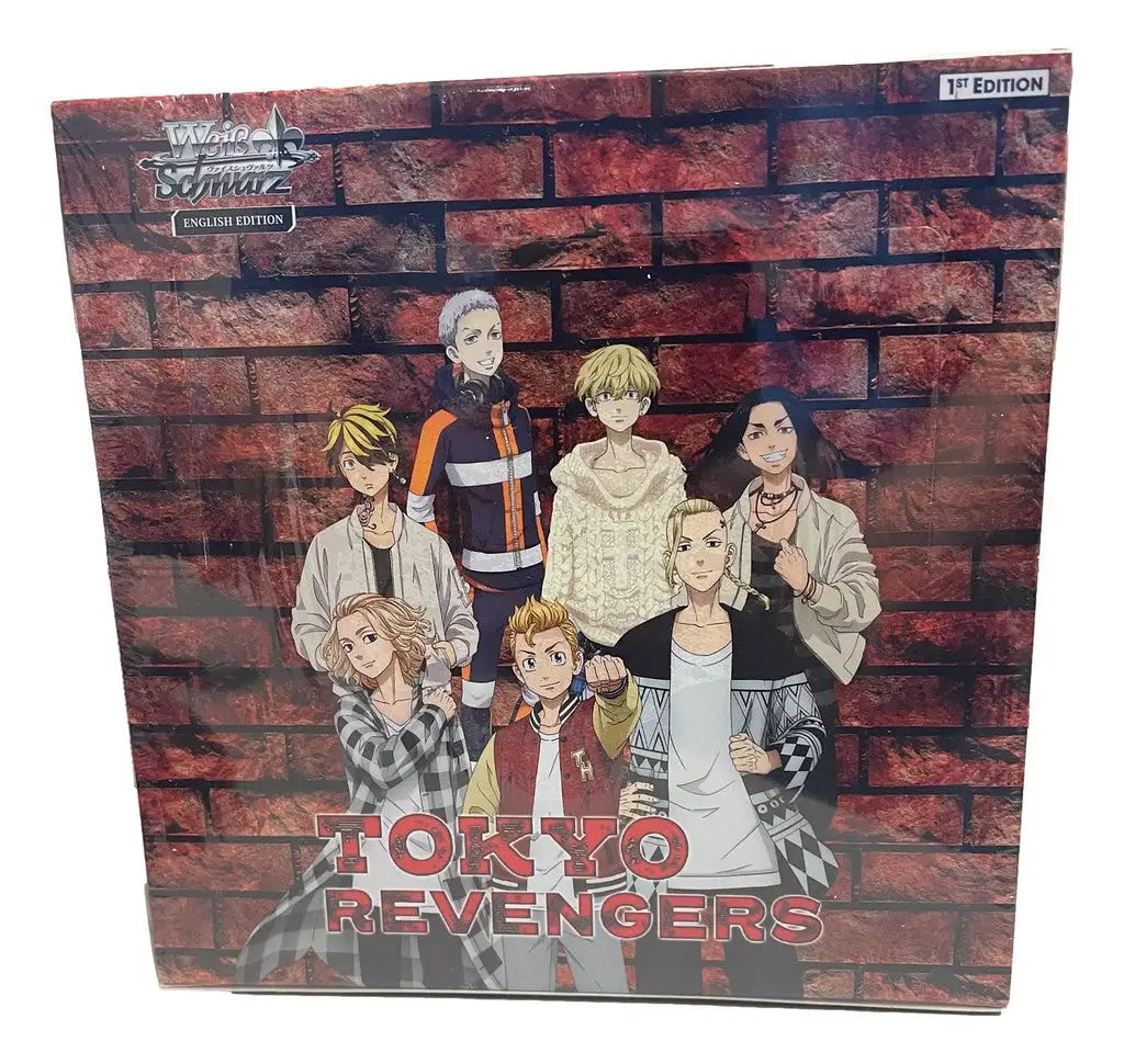 WEISS SCHWARZ Tokyo Revengers Booster Box with anime characters against a brick wall