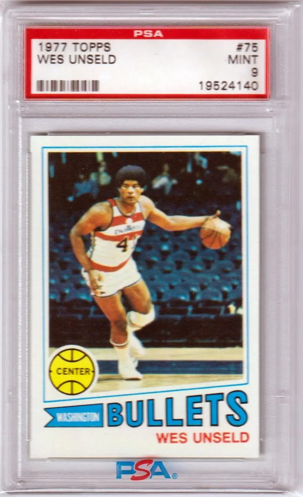 WES UNSOLD 1977-78 Topps #75 PSA 9 MINT BULLETS single card in protective case