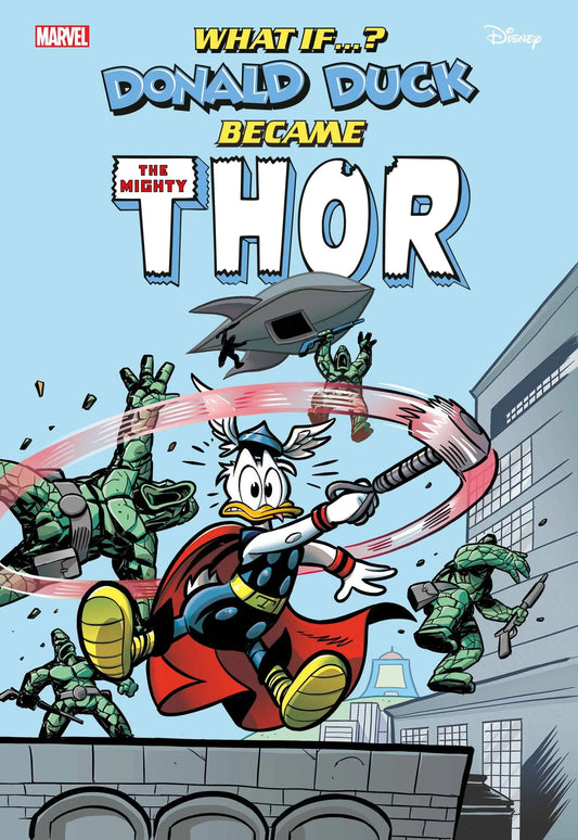 Comic book cover of Donald Duck as Thor, featured in WHAT IF DONALD DUCK BECAME THOR #1