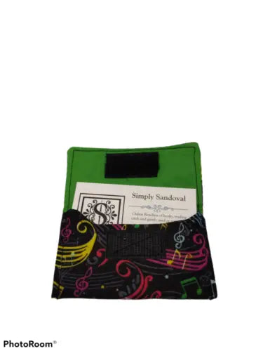 Whimsical Musical Notes design fabric card holder for gifts and business ID 33299