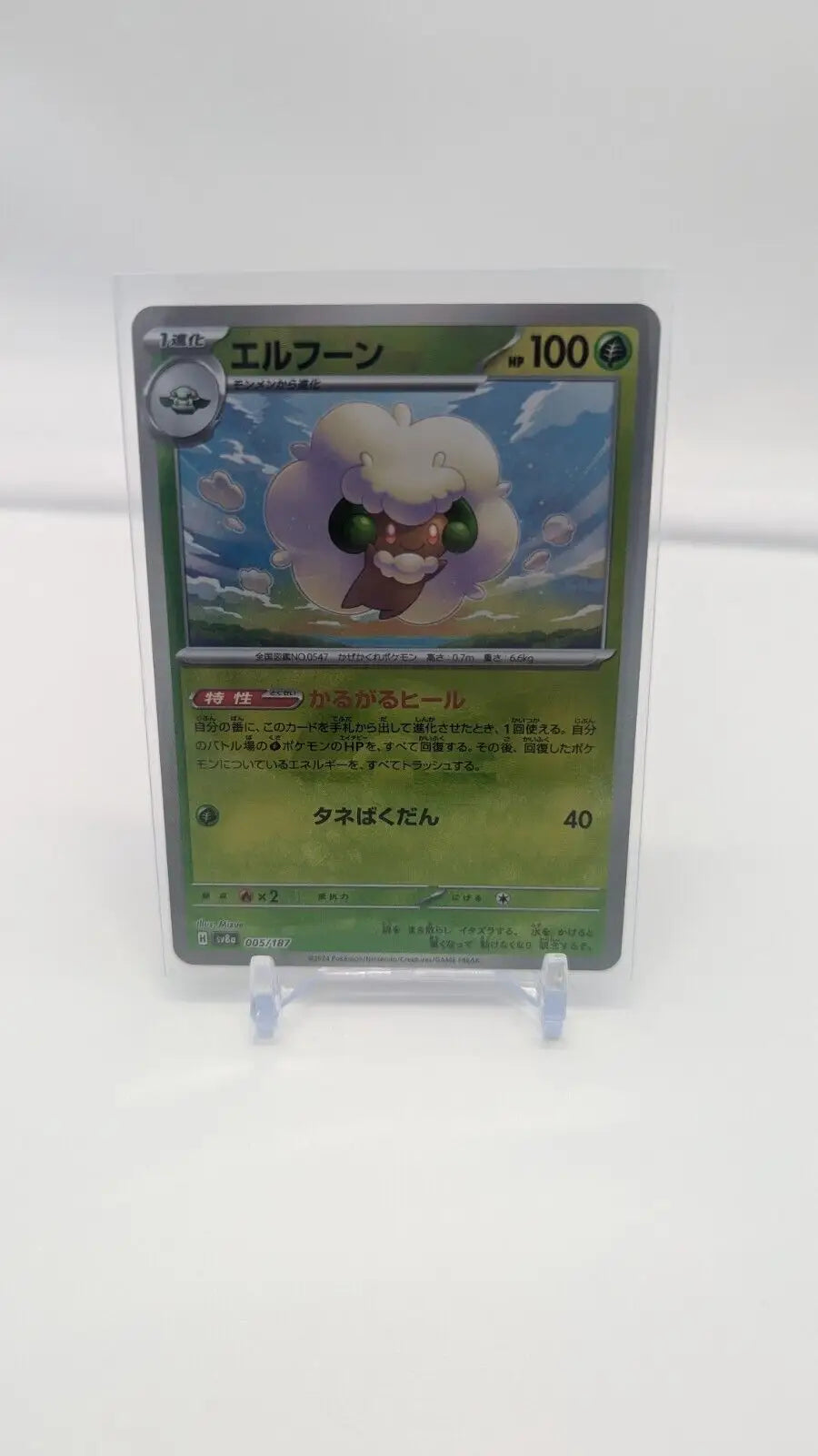 Japanese Pokémon card of Whimsicott in Poke Ball from Terastal Festival