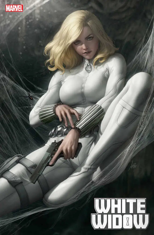 Marvel comic book cover of White Widow #1 Artgerm Variant with Yelena Belova in tactical suit