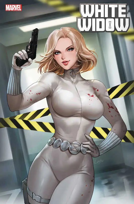 Comic book cover art of White Widow in a tactical suit for Yelena Belova variant