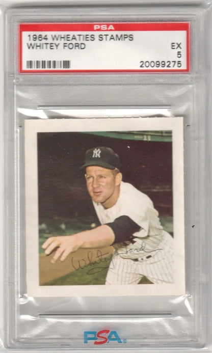 PSA-graded 1954 Wheaties Baseball Card of New York Yankees player Whitey Ford, Columbia Hobby