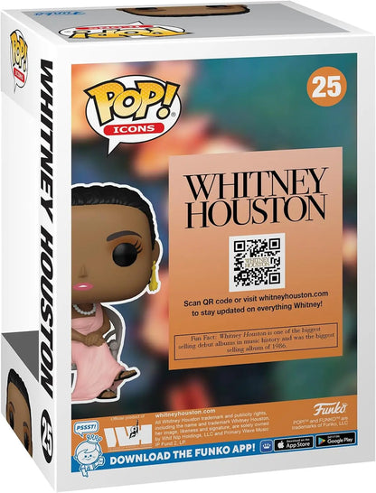 Whitney Houston Funko Pop in debut outfit #25 from the Icons collection box