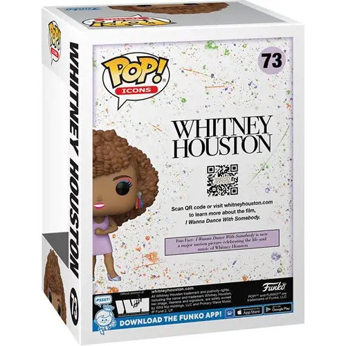 Whitney Houston Funko Pop in a purple dress showcasing her iconic afro hairstyle