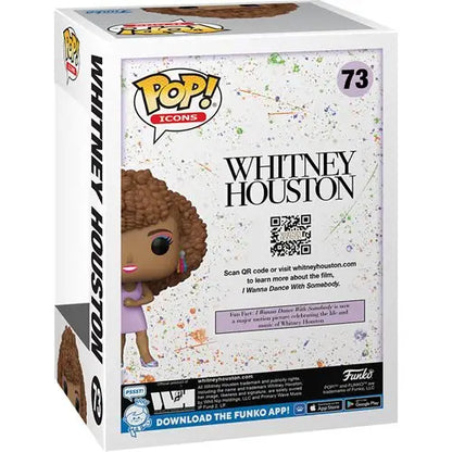 Whitney Houston Funko Pop in a purple dress showcasing her iconic afro hairstyle