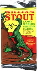 Colorful William Stout factory sealed trading card pack with green dragon creature