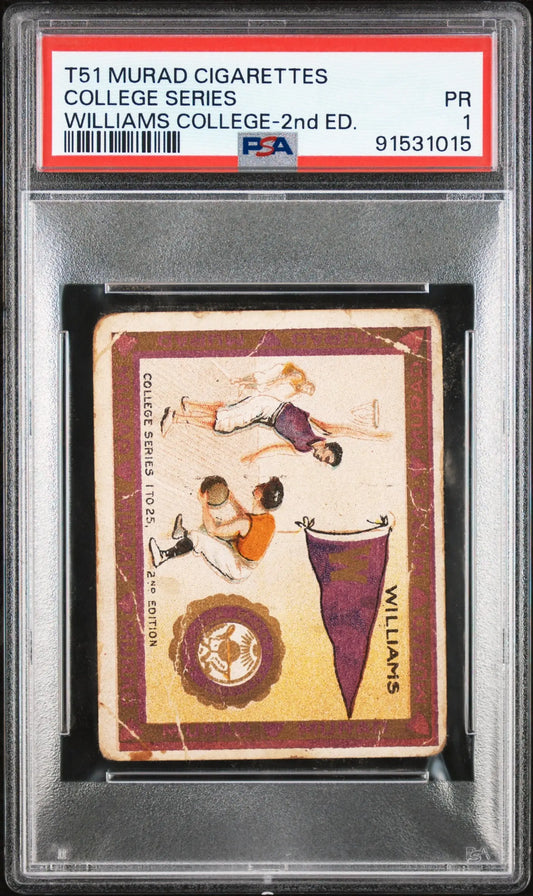 PSA-graded T51 Murad Cigarettes College Series card of Williams College gymnasts