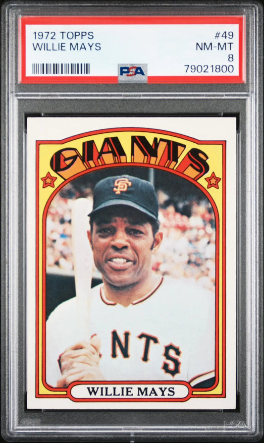 Willie Mays 1972 Topps #49 PSA 8 NM-MINT baseball card in Giants home jersey