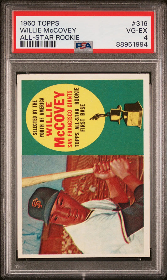 PSA-graded Willie McCovey 1960 Topps #316 baseball card in red Giants uniform