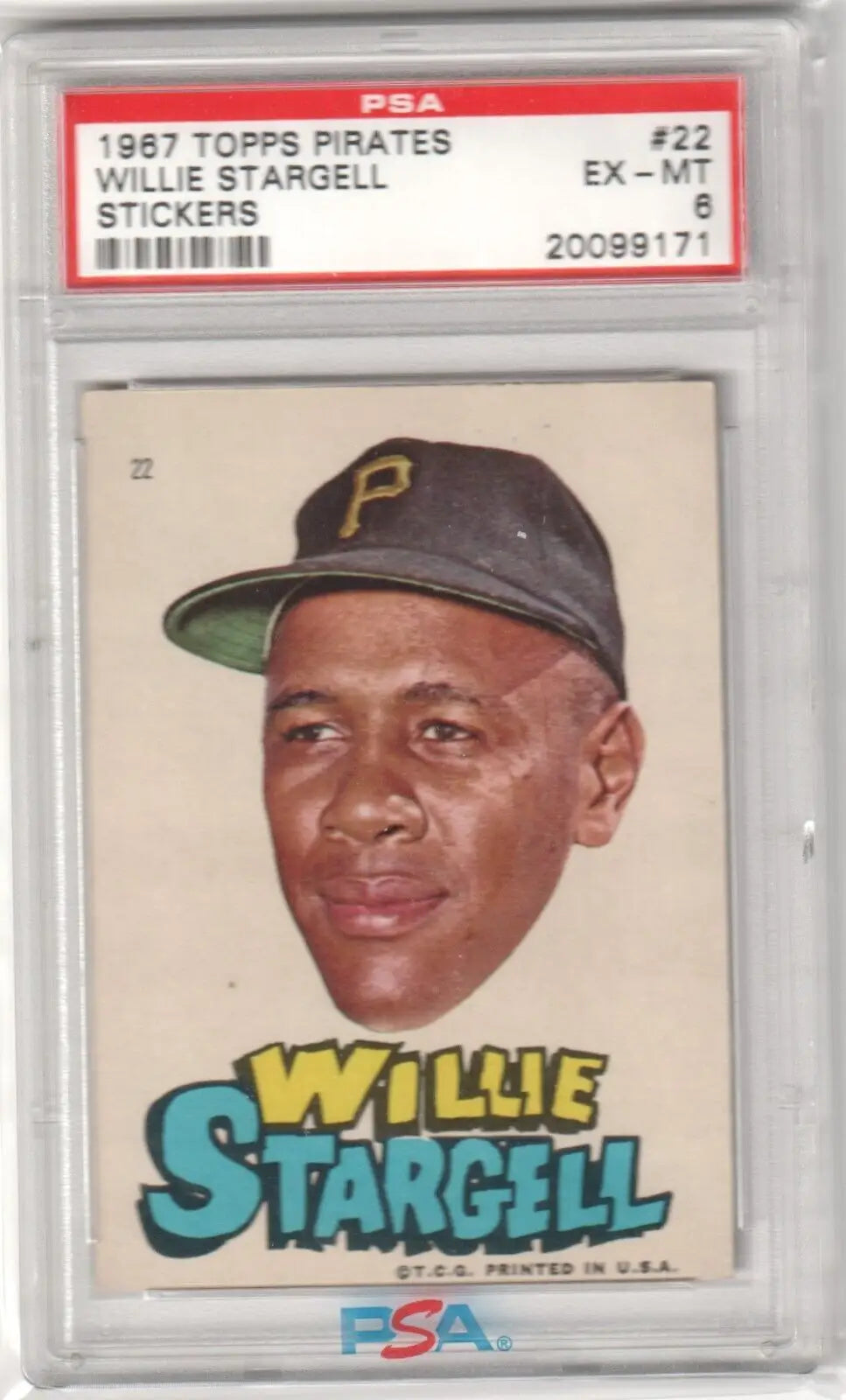 PSA-graded 1967 Topps Pittsburgh Pirates Willie Stargell baseball sticker card