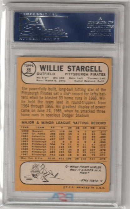 Willie Stargell 1968 Topps #86 PSA 7 NM single card from Columbia Hobby with free shipping