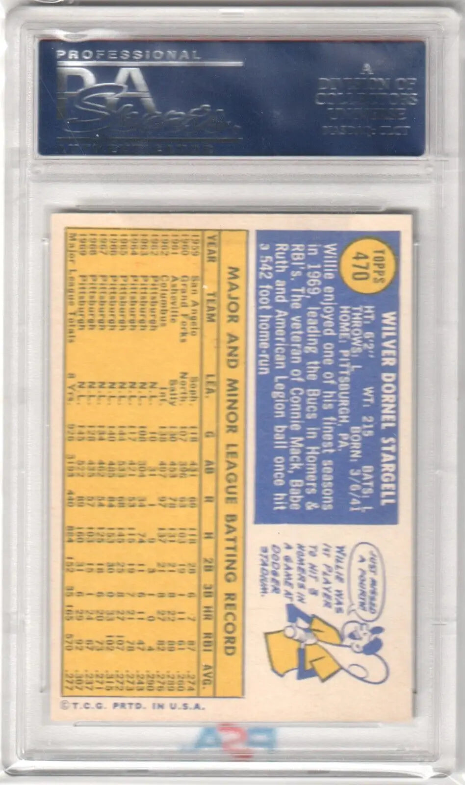 Willie Stargell 1970 Topps #470 PSA 7 NM baseball card in protective holder with box free shipping