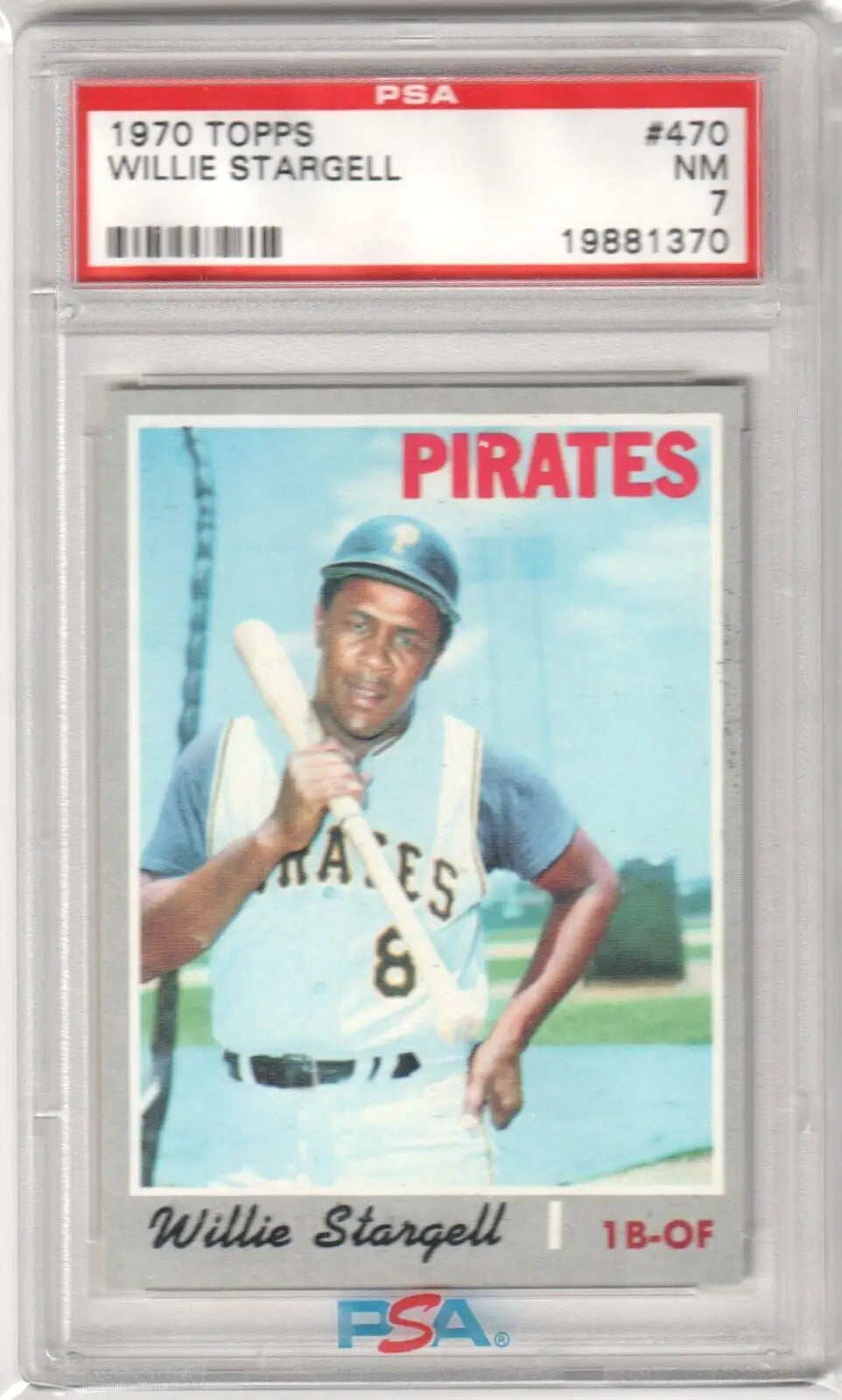 PSA-graded 1970 Topps Willie Stargell baseball card in protective case, Columbia Hobby