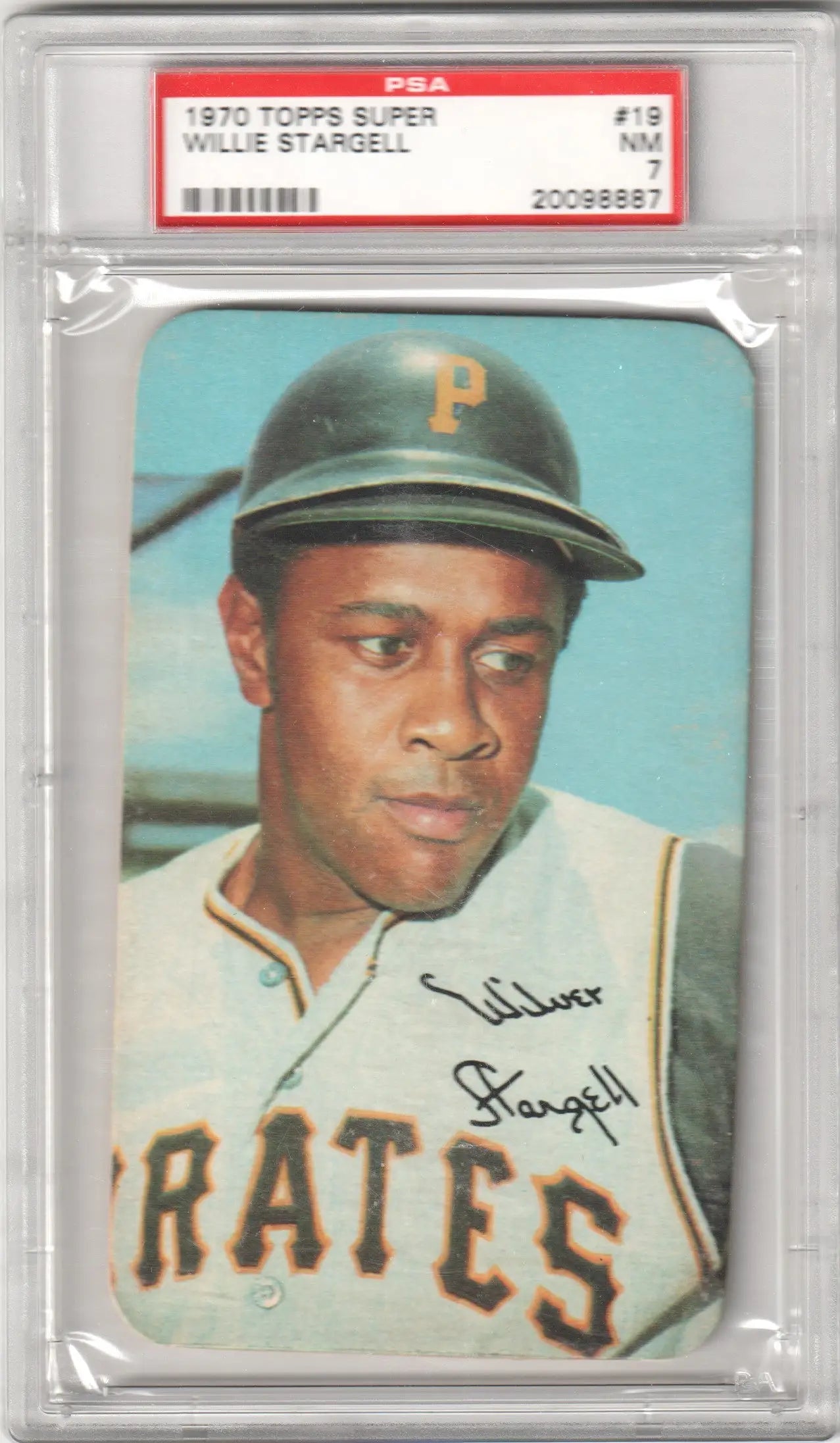 PSA-graded 1970 Topps Super Willie Stargell baseball card featuring Pittsburgh Pirates uniform