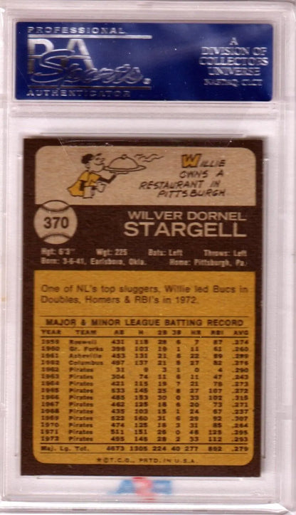 WILLIE STARGELL 1973 Topps #370 PSA 8 NM-MT single card in protective case with stats