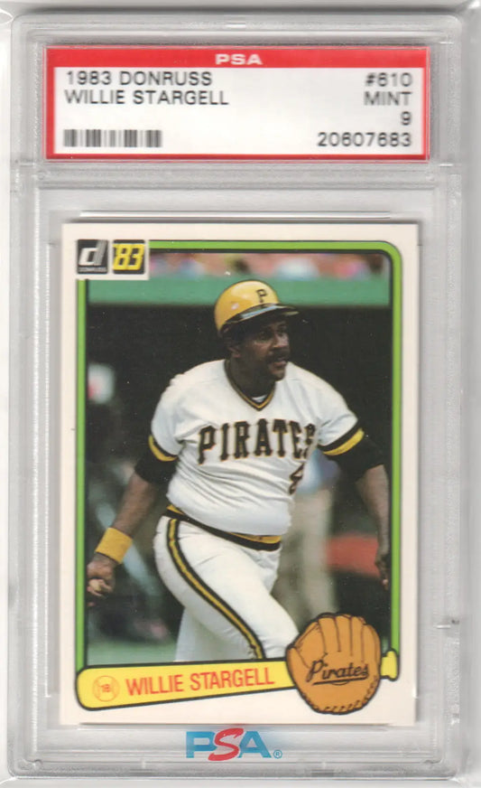 PSA-graded 1983 Donruss Baseball Card of Willie Stargell in protective case for collectors