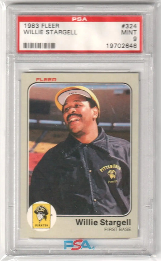 PSA-graded 1983 Fleer Willie Stargell baseball card in case from Columbia Hobby with box free shipping