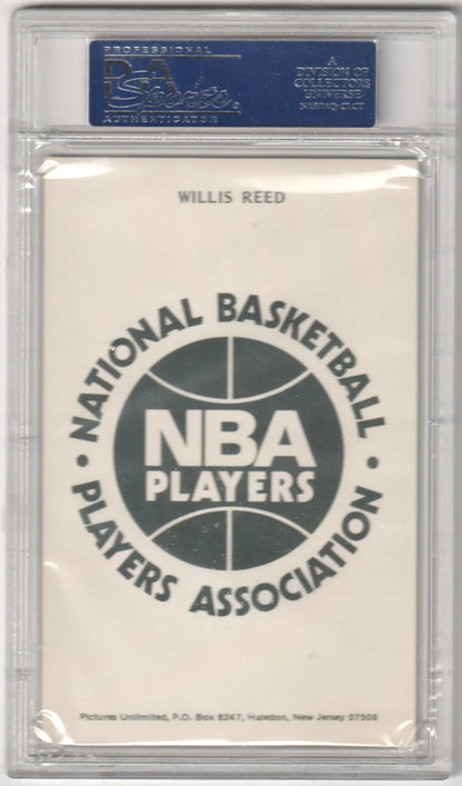 NBA Players Association logo with basketball design on WILLIS REED Players Association postcard