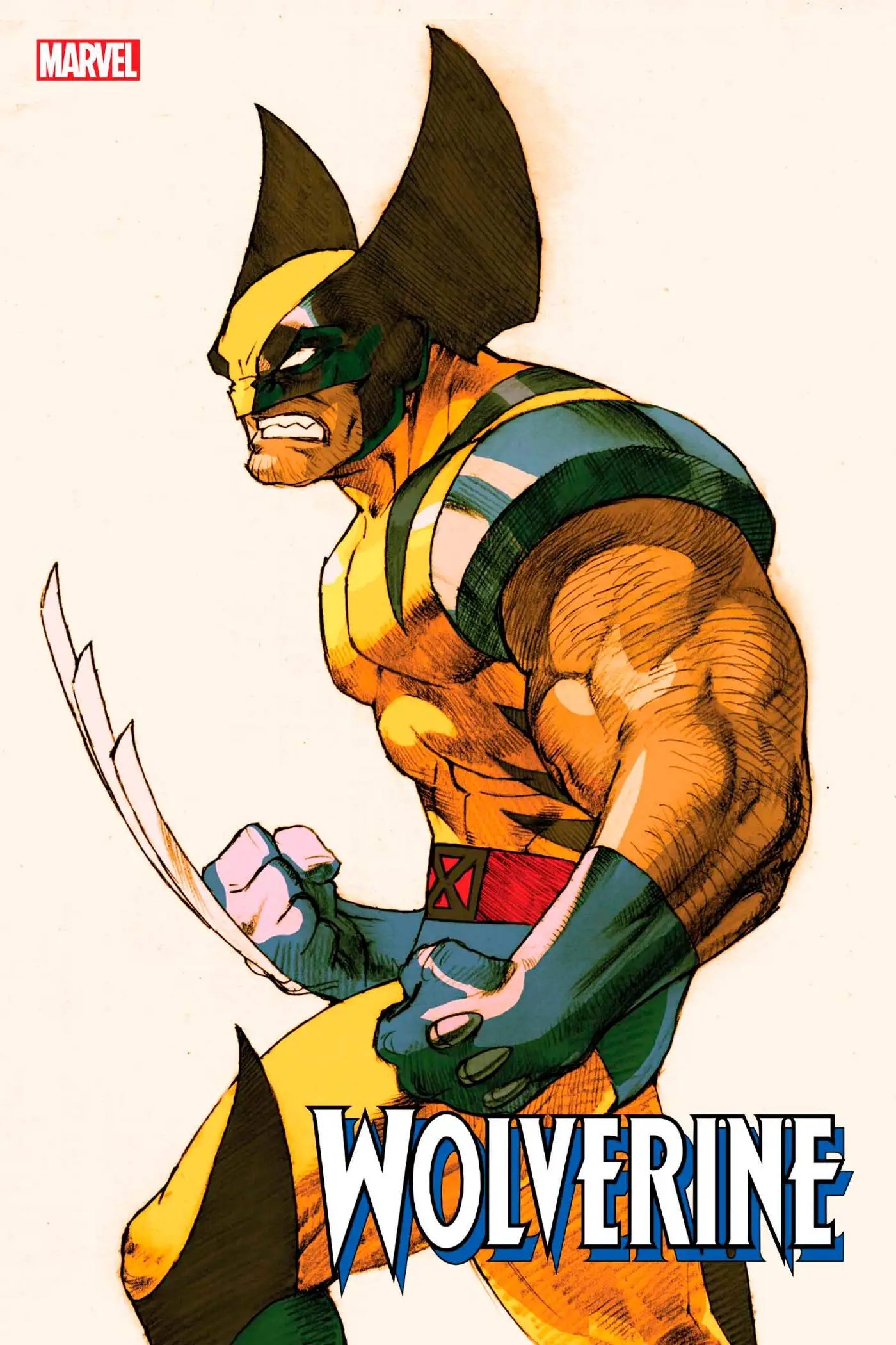 Muscular Wolverine in classic yellow and blue costume with claws for Bengus Marvel Capcom Var