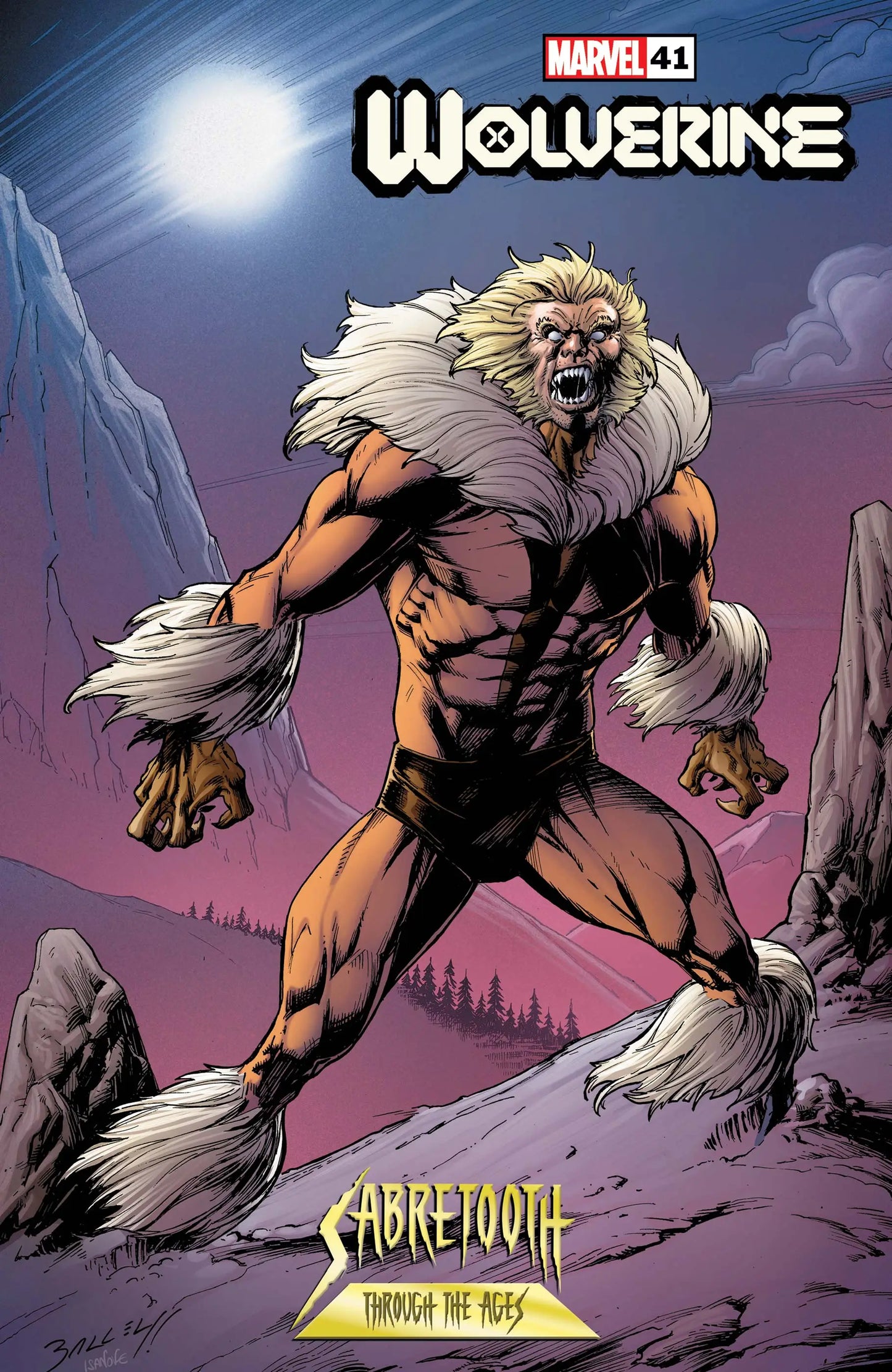 Fierce Sabretooth from Wolverine #41 Mark Bagley Variant in aggressive stance for trading cards