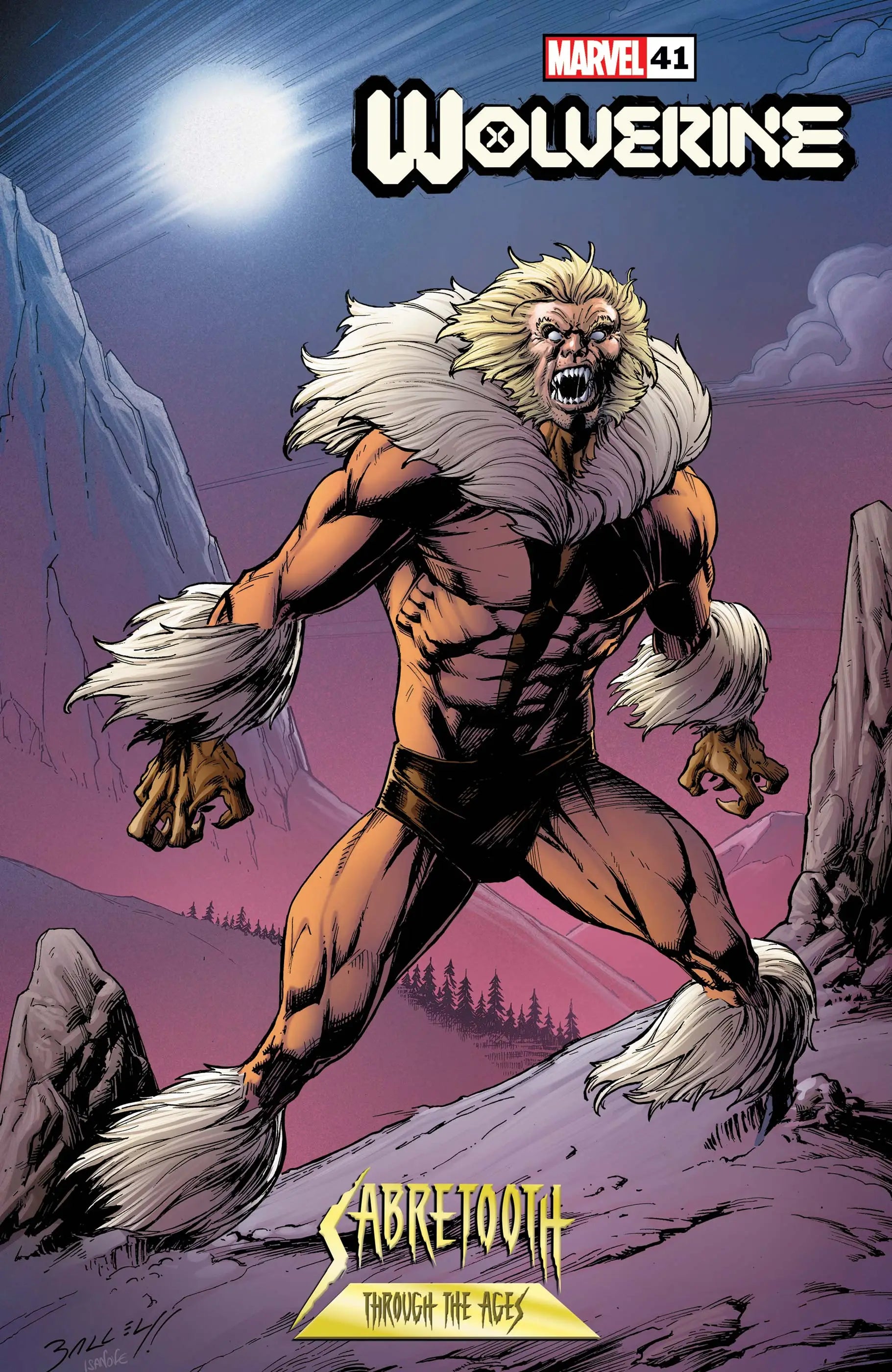 Fierce Sabretooth from Wolverine #41 Mark Bagley Variant in aggressive stance for trading cards