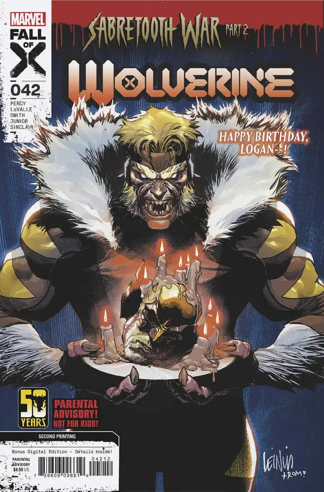 Wolverine #42 Leinil Yu 2nd Print Variant comic cover with aggressive pose and claws