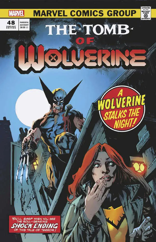 Comic book cover for Wolverine #48 Vampire Variant with dark horror-style artwork